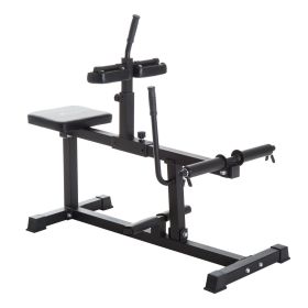 Soozier Steel Seated Calf Raise Machine Adjustable Leg Press Strength Training Gym Black