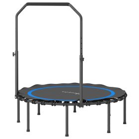 Soozier 45" Rebounder Trampoline for Adults, Foldable Mini Trampoline with Adjustable Handle Bar for Indoor Outdoor, Blue