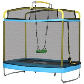 Qaba 3-in-1 Trampoline for Kids, 6.9' Kids Trampoline with Net, Light Blue